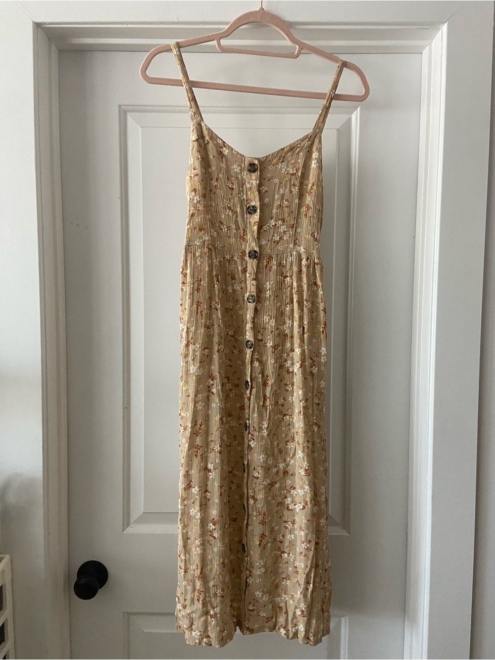 Pink Rose Beige Floral Button-Front Dress - Picture 2 of 7